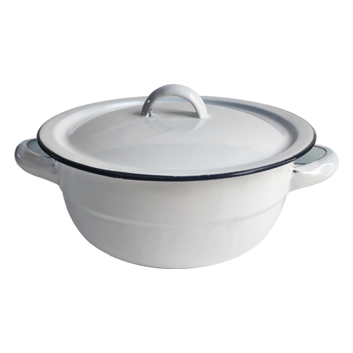 New World Enamel Vegetable Dish Plain/Decorated Beer Bread Dish - 20cm / White