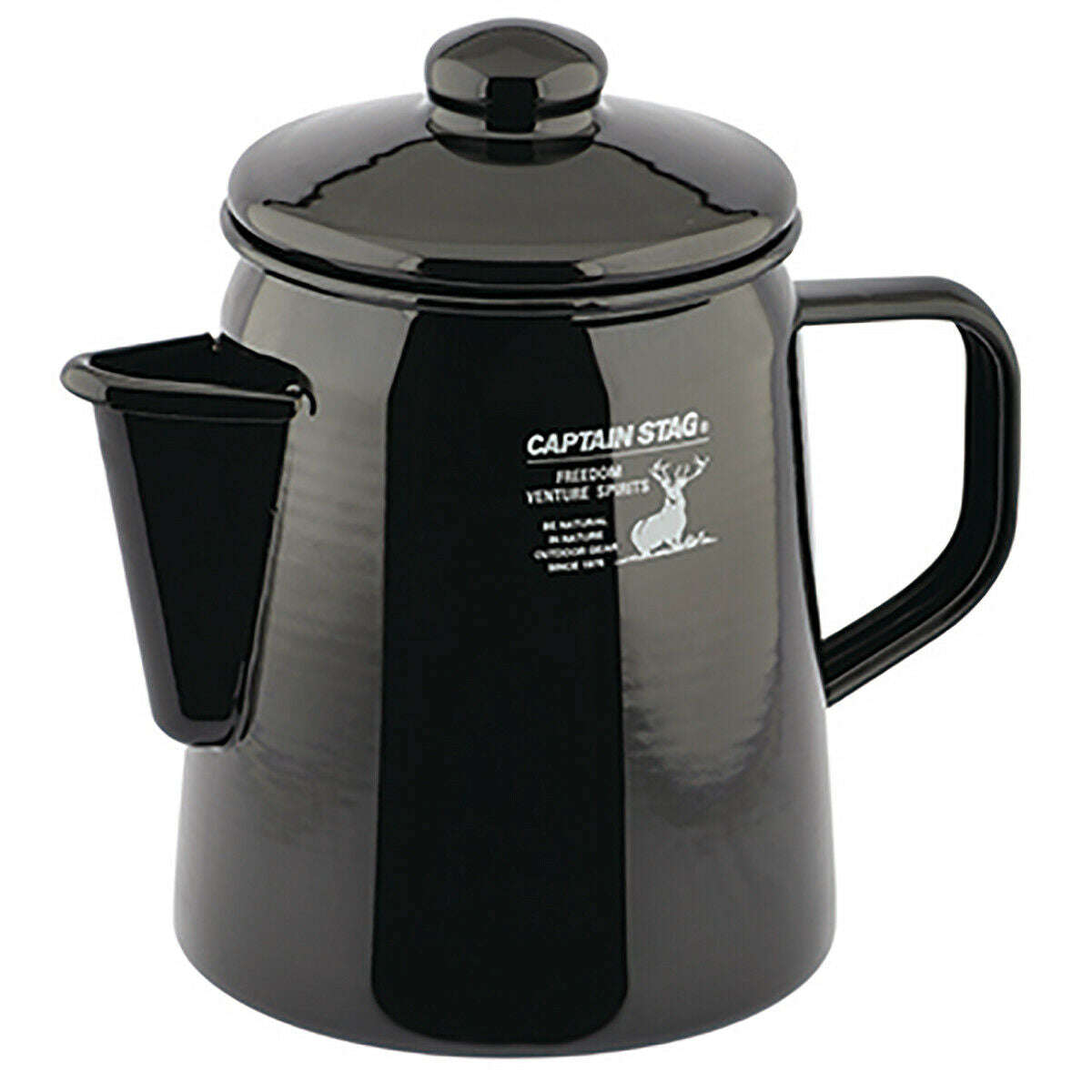 Agate Enamel Coffee Pot Jug with Side Handle 1L - Black / 1LT