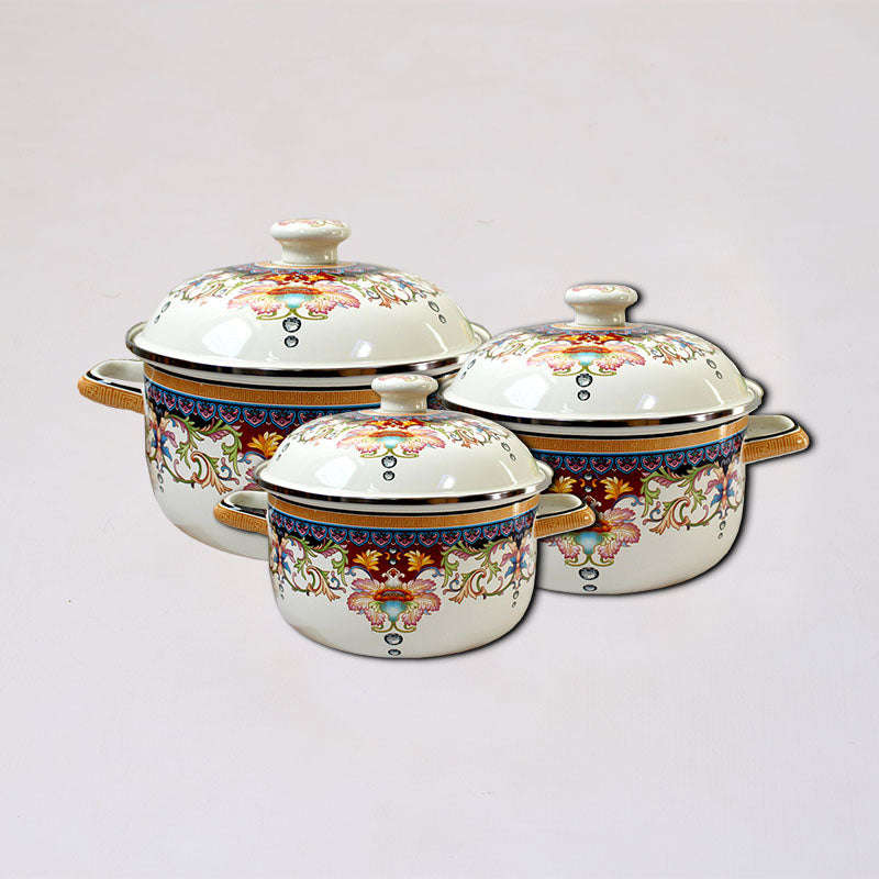 Agate Enamel Classic Flowers Stockpot Stew Pot Casserole