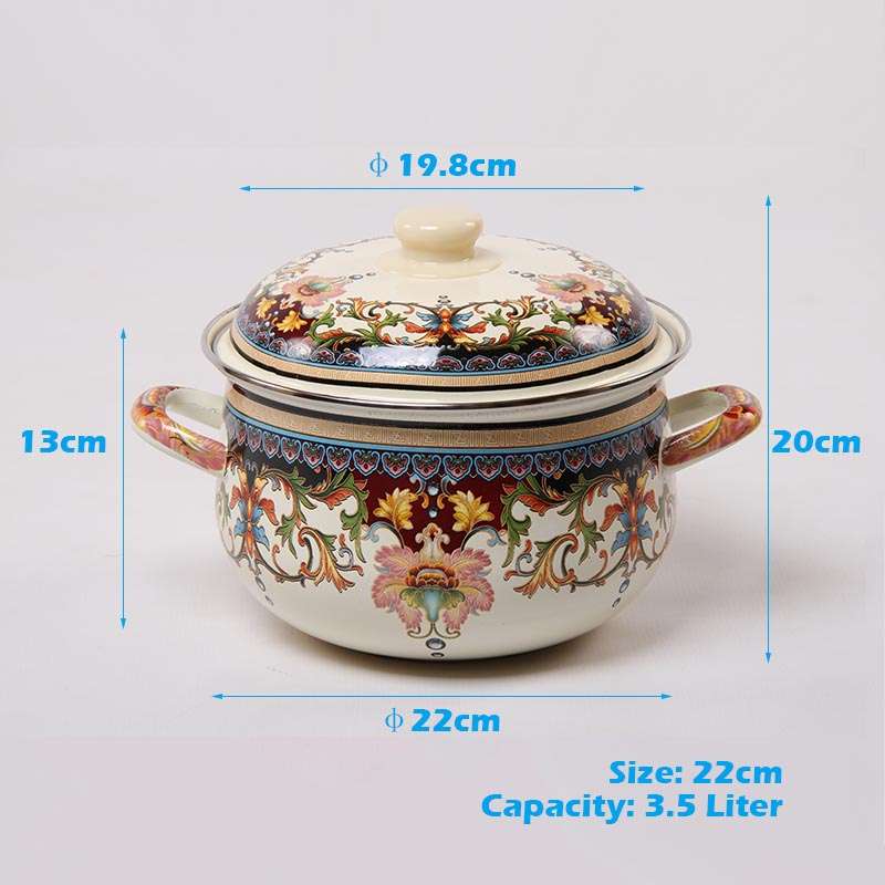 Agate Enamel Classic Flowers Stockpot Stew Pot Casserole