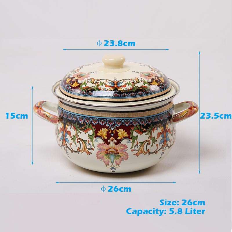 Agate Enamel Classic Flowers Stockpot Stew Pot Casserole