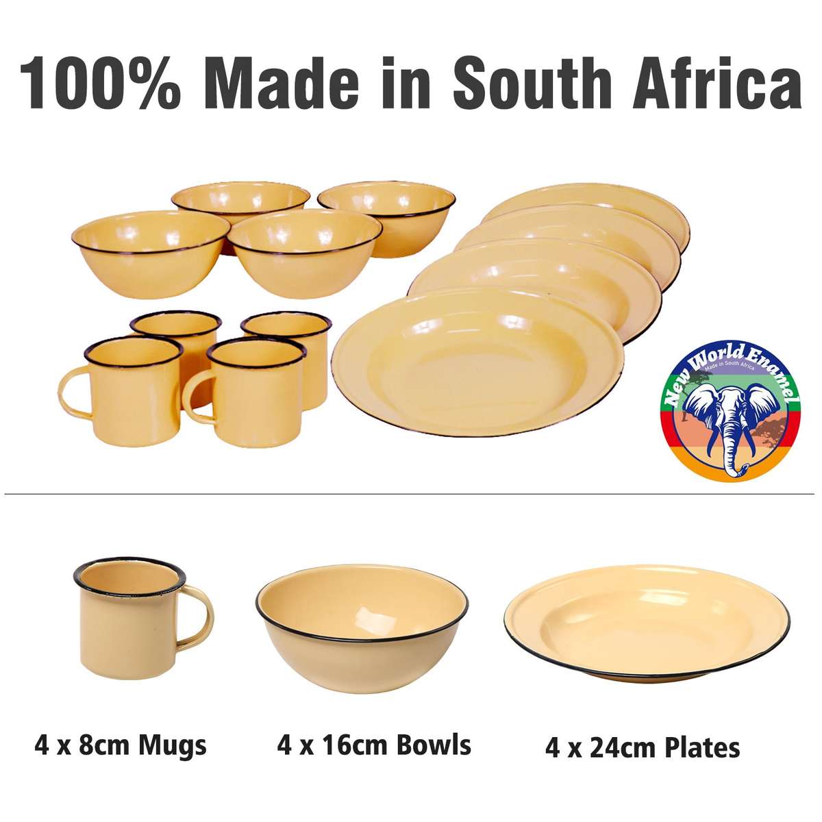 New World Enamelware 12pc dinning set mug plate bowl camping