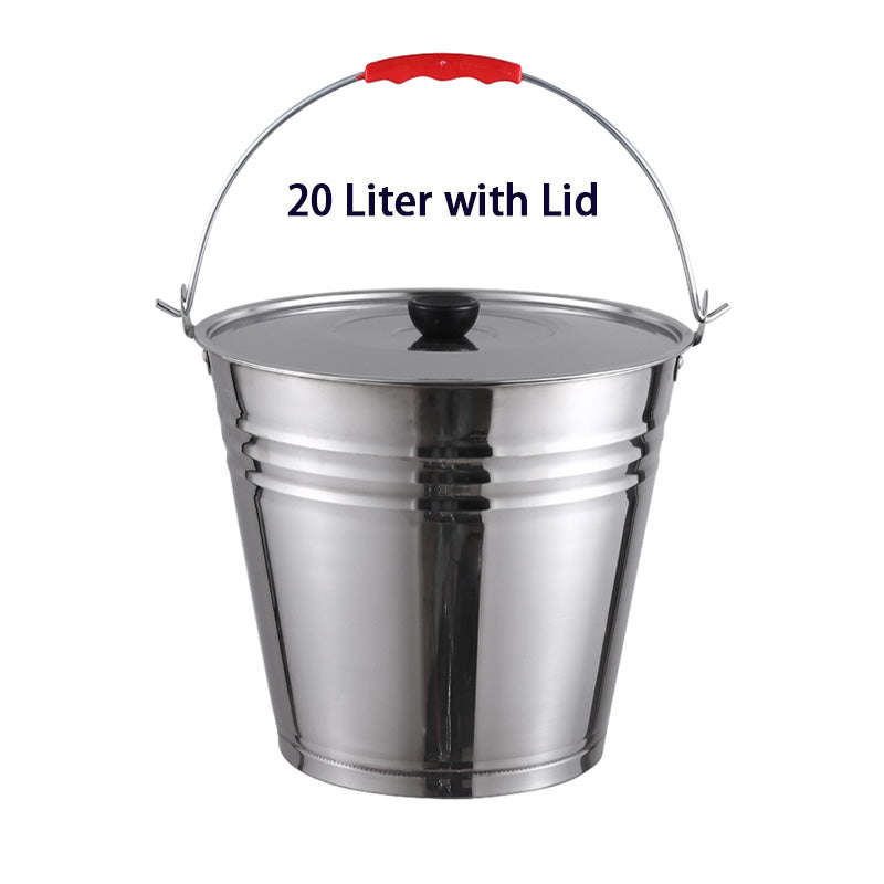 Stainless Steel Utility Bucket, Pail with Carry Handle - 20L with lid