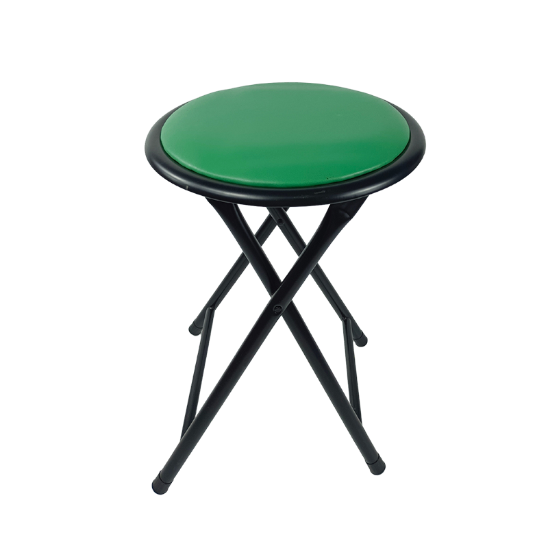 No Free Return - Steel Home Folding Stool Green Padded Round Stool - Green
