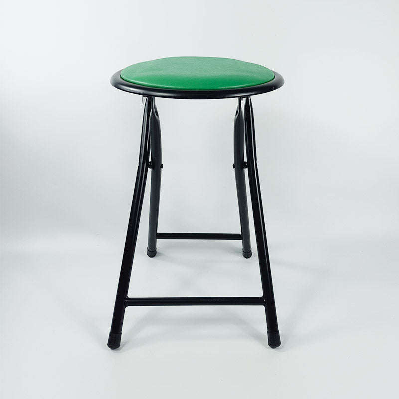 No Free Return - Steel Home Folding Stool Green Padded Round Stool