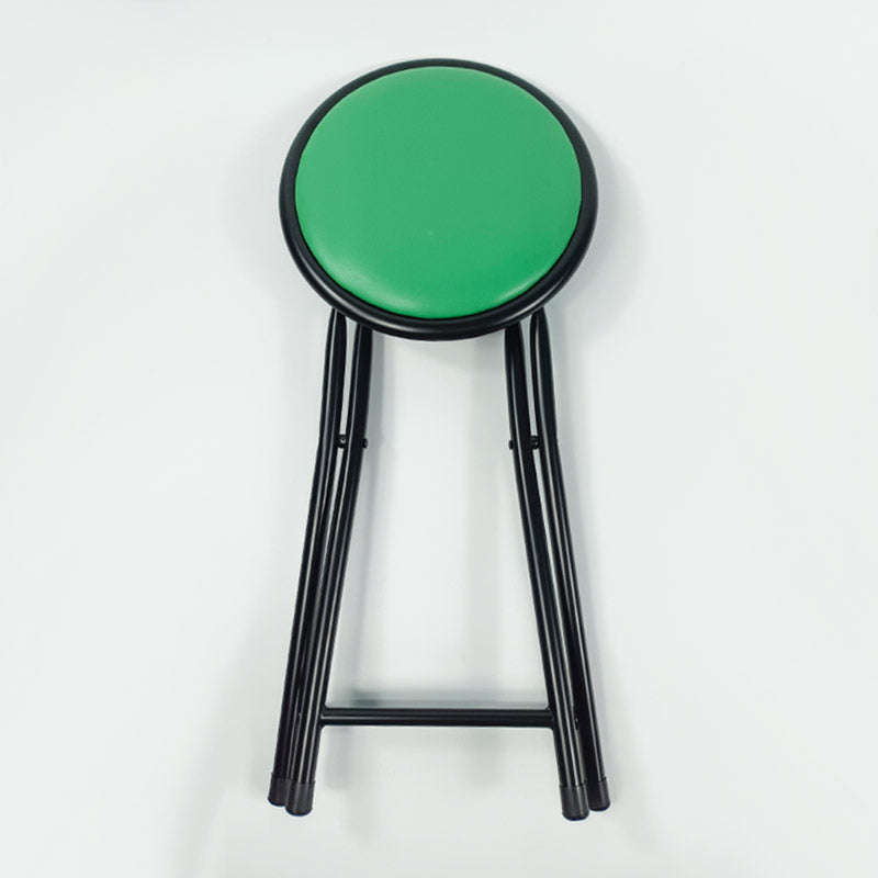 No Free Return - Steel Home Folding Stool Green Padded Round Stool