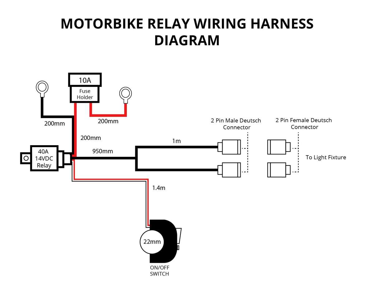 2 X 15W Motorbike Spot Light and Relay Wiring Harness COMBO