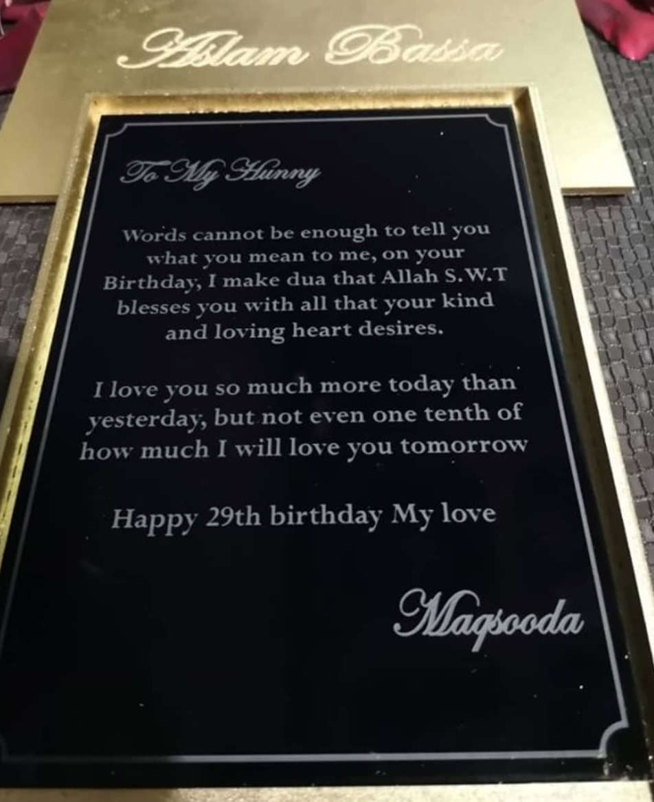 Acrylic Card With Wooden Box - Black / Rose Gold