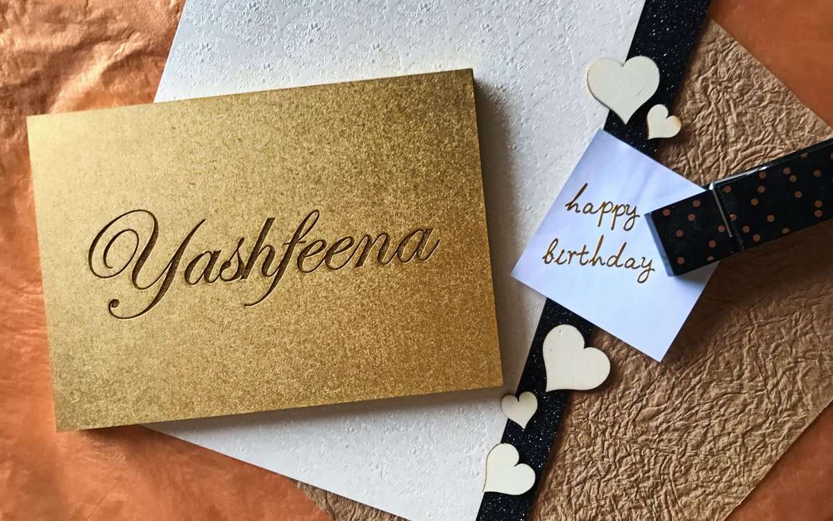 Acrylic Card With Wooden Box - Black / Rose Gold