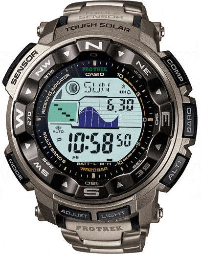 Titanium Casio Pathfinder Protrek Solar Atomic Watch PRW2500T-7