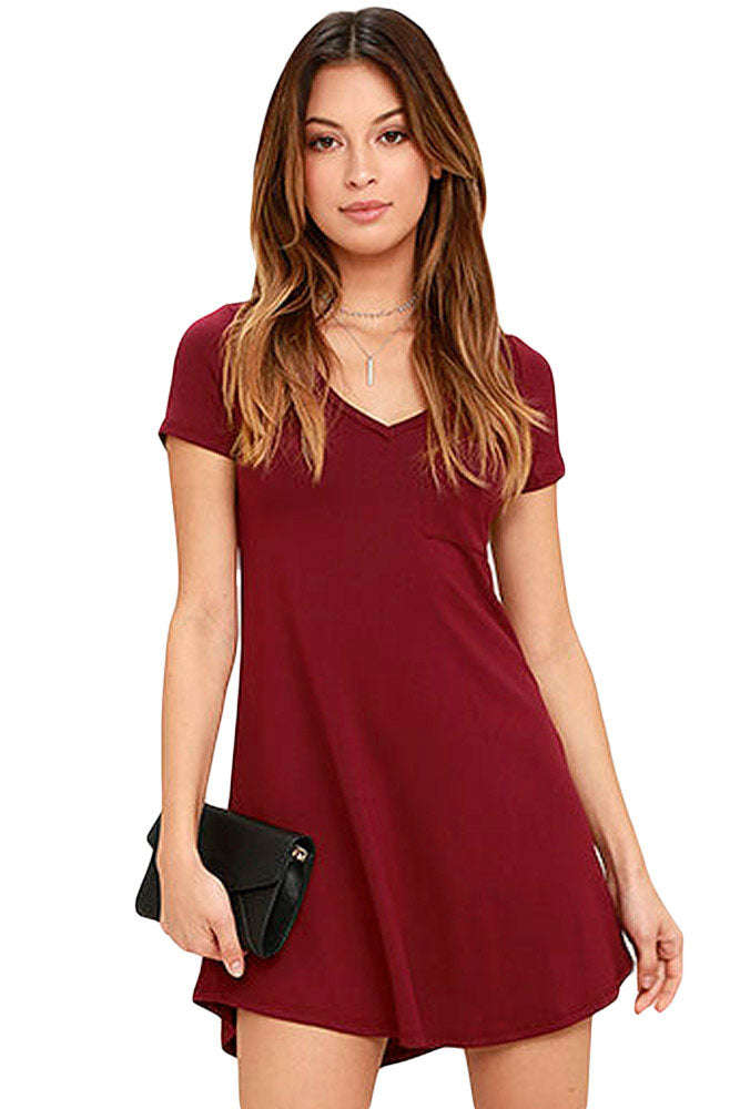 Sweetheart Neck Pocket Shirt Dress - S/M/L