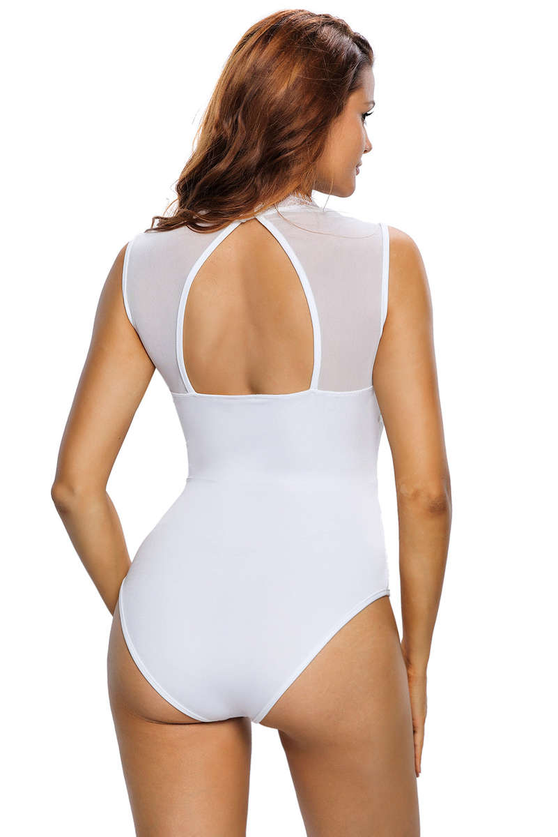 Lace High Neck Cut Out Back Bodysuit / Top / Teddy - LARGE