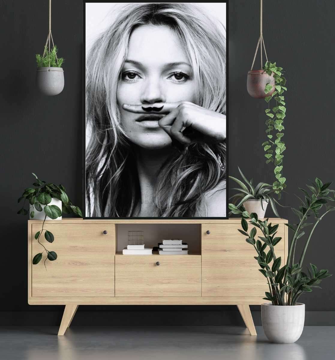 Kate Moss - Finger Mustache Poster