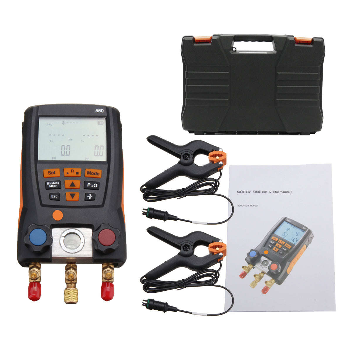 Testo 550 Electronic Refrigerant Meter Temperature Tester Digital Manifold Kit Tester for 0563 1550