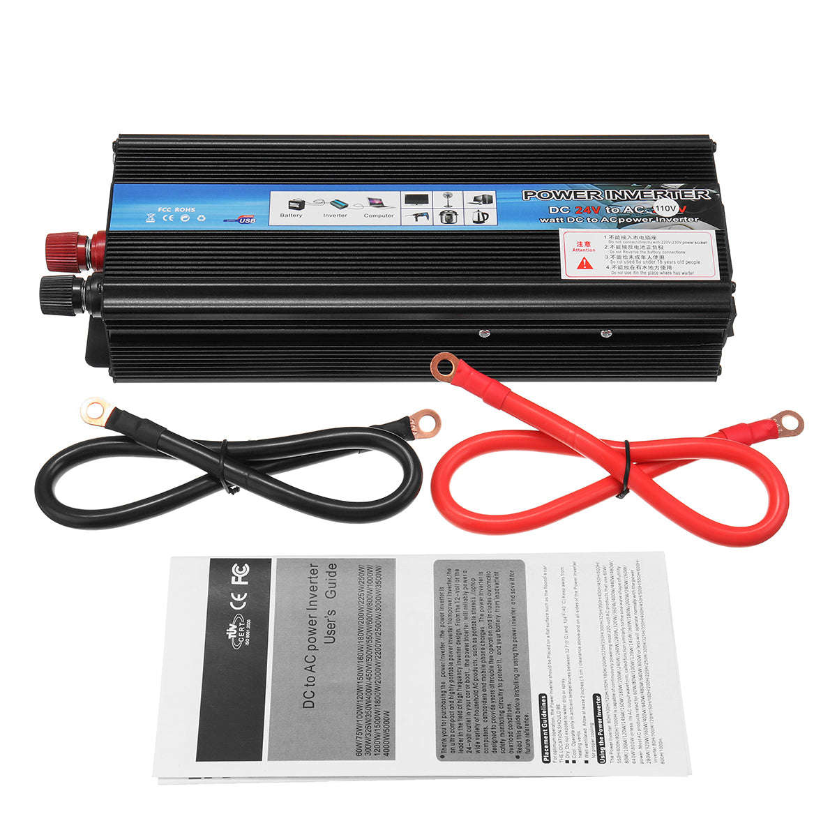5000W Car Solar Power Converter 12V/24V DC to 110V/220V AC Modified Sine Wave