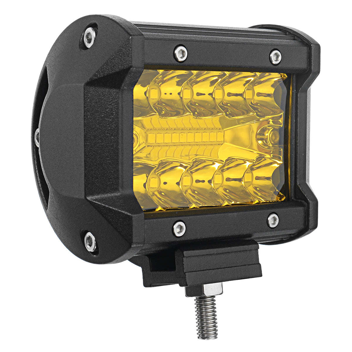 Pair DC 9-32V Yellow 4Inch Tri Row 20 LED Work Lights Bar Flood Spot Combo Lamp for Car Offroad SUV