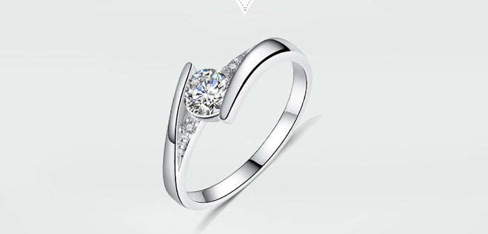 YINHED 100% Pure 925 Sterling Silver Ring Set with 0.5 ct CZ - 5