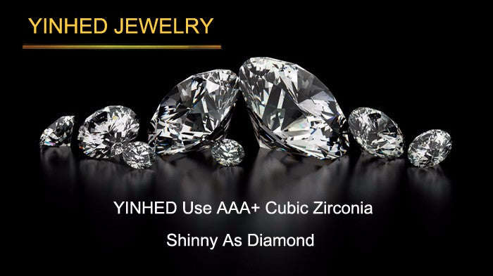 YINHED 100% Pure 925 Sterling Silver Ring Set with 0.5 ct CZ - 5