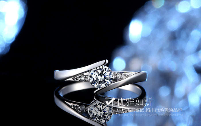 YINHED 100% Pure 925 Sterling Silver Ring Set with 0.5 ct CZ - 5