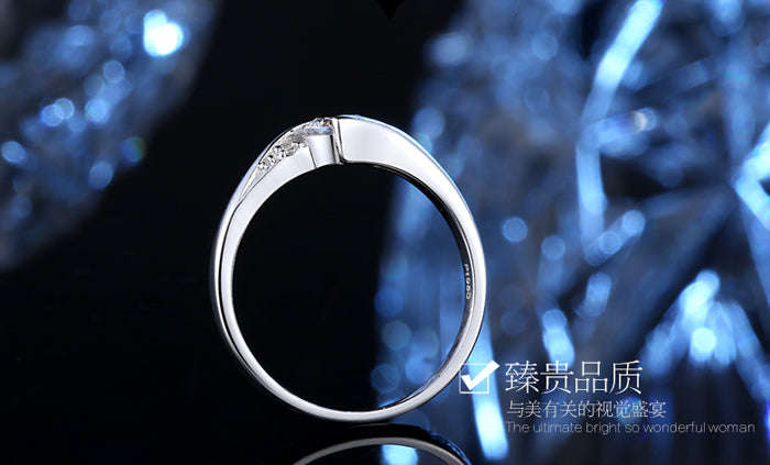 YINHED 100% Pure 925 Sterling Silver Ring Set with 0.5 ct CZ - 5