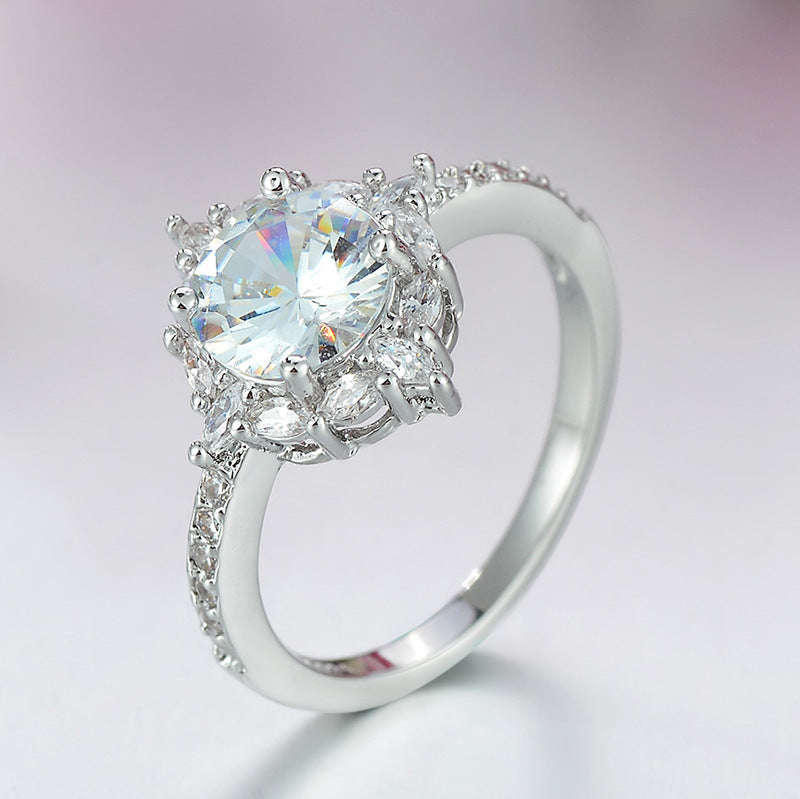 Sparkling Flower Ring with 3ct AAA CZ Zircon Ring - 6