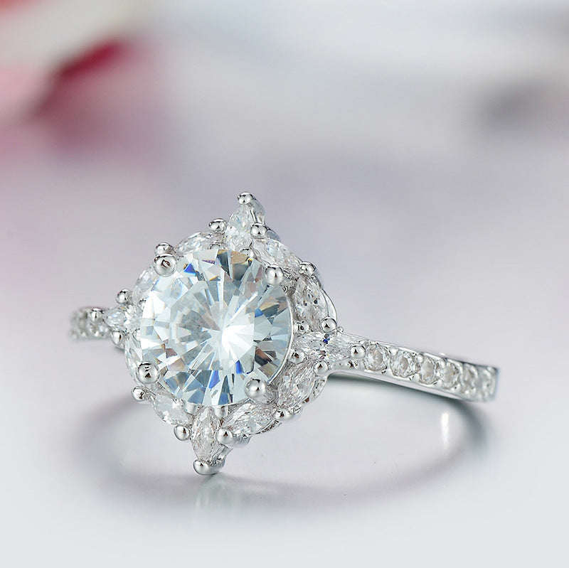 Sparkling Flower Ring with 3ct AAA CZ Zircon Ring - 6