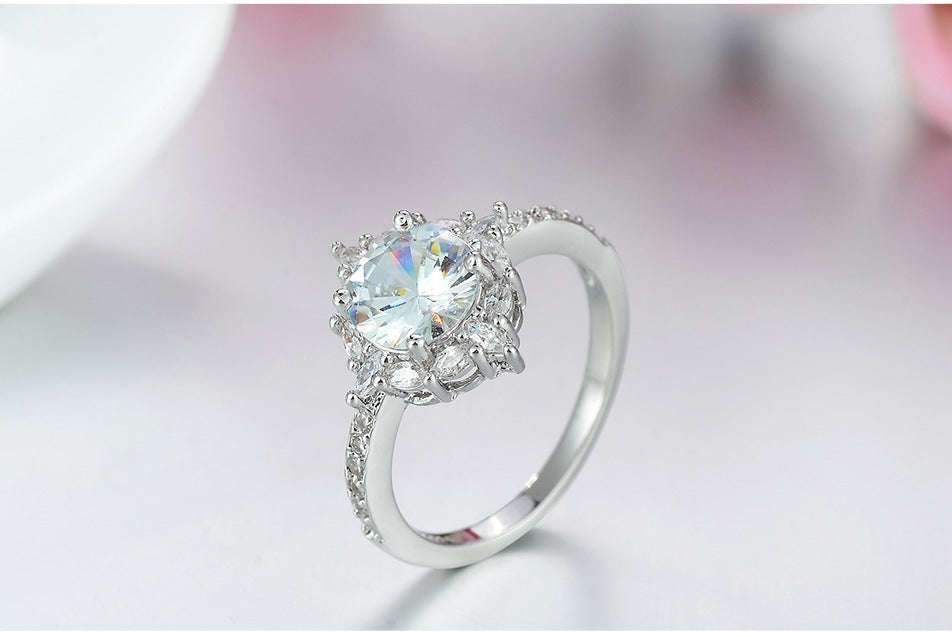 Sparkling Flower Ring with 3ct AAA CZ Zircon Ring - 6