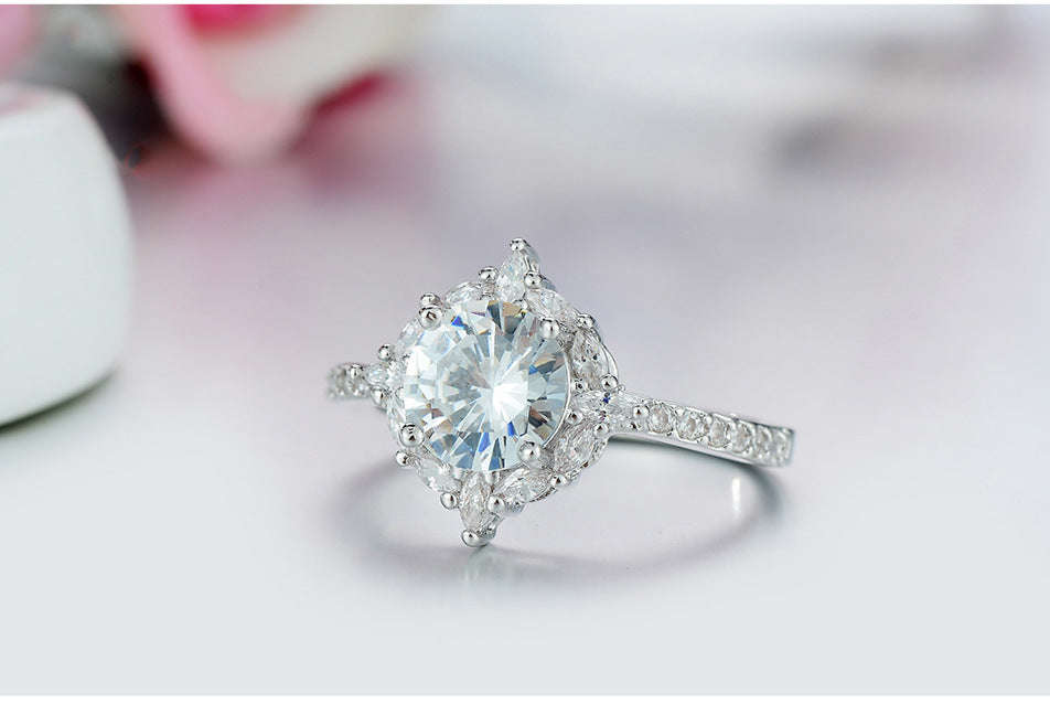 Sparkling Flower Ring with 3ct AAA CZ Zircon Ring - 6