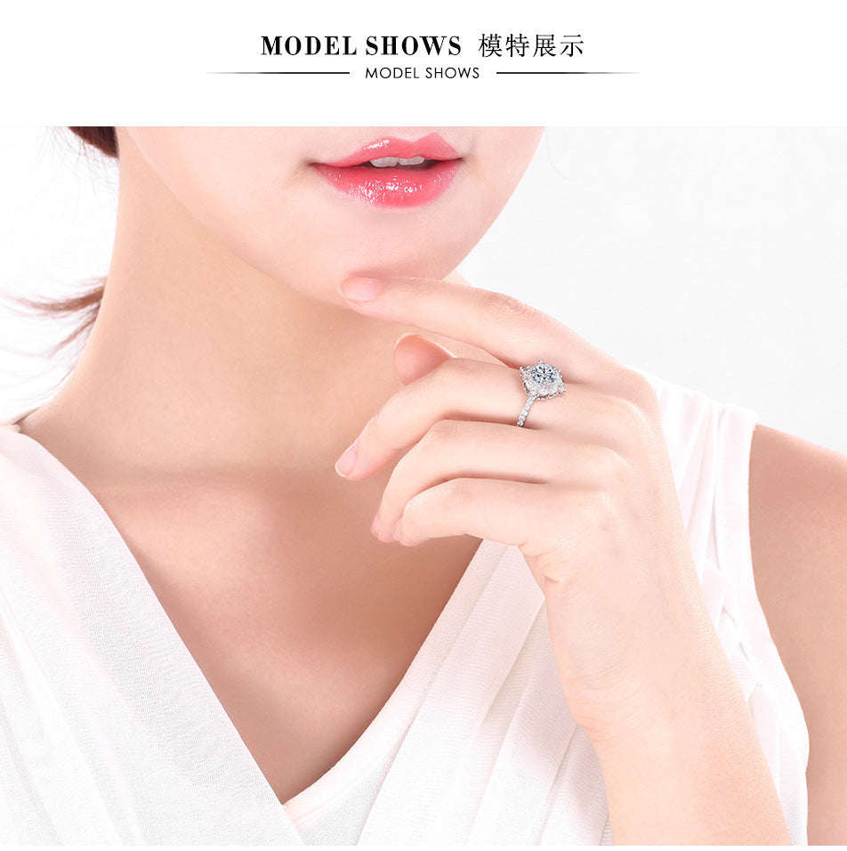 Sparkling Flower Ring with 3ct AAA CZ Zircon Ring - 6