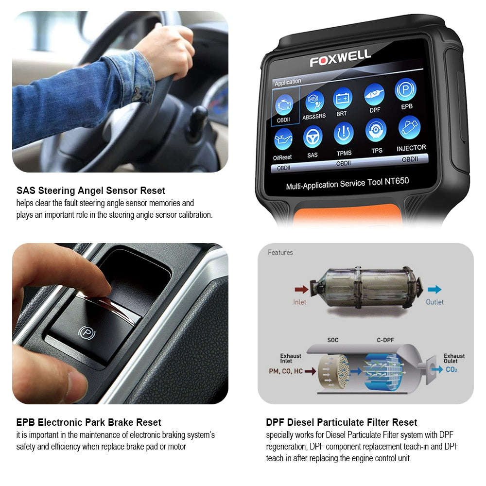 FOXWELL NT650 OBD2 Diagnostic Tool for VW BMW Audi - Swedish