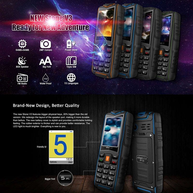 VKWorld New Stone V3 GSM Cell Phone (Blue)