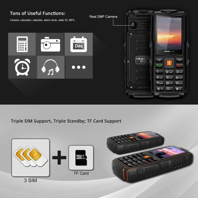 VKWorld New Stone V3 GSM Cell Phone (Blue)