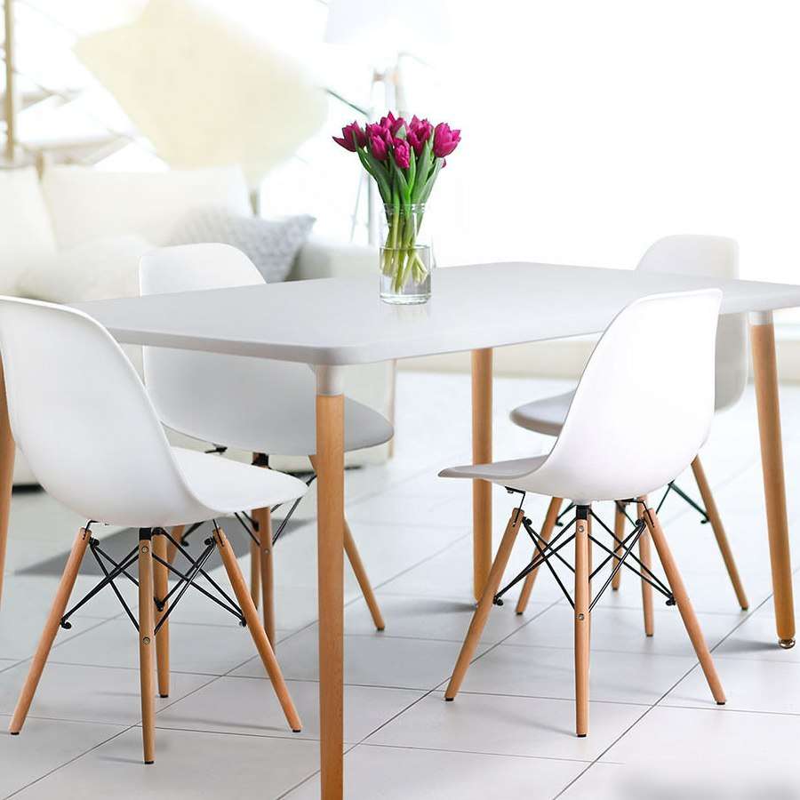 Levanza White Rectangular Dining Table by CHG, Size 1.4 M