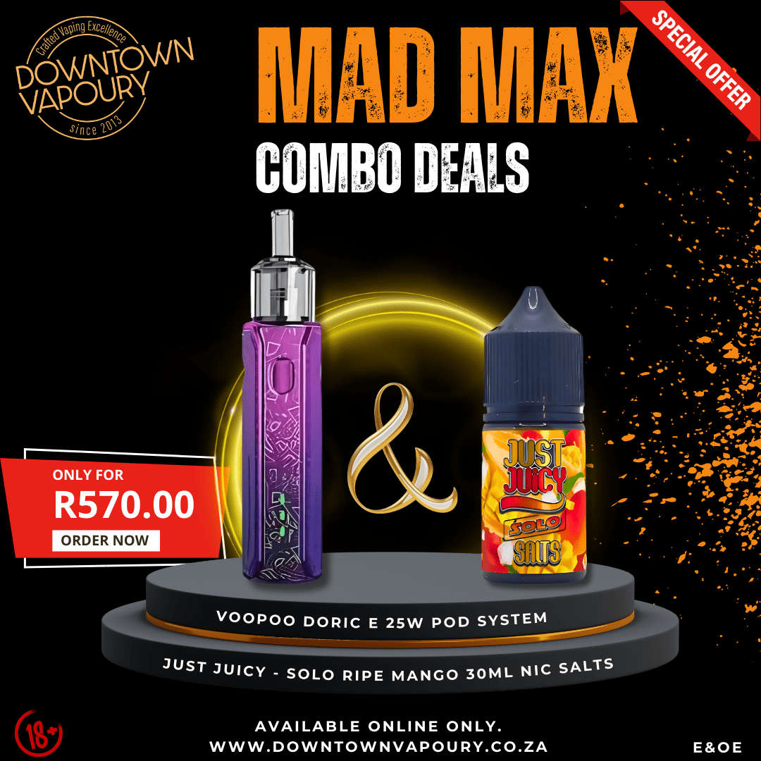 Voopoo Doric E 25W Pod System + Just Juicy - Solo Ripe Mango 30ML Nic Salts