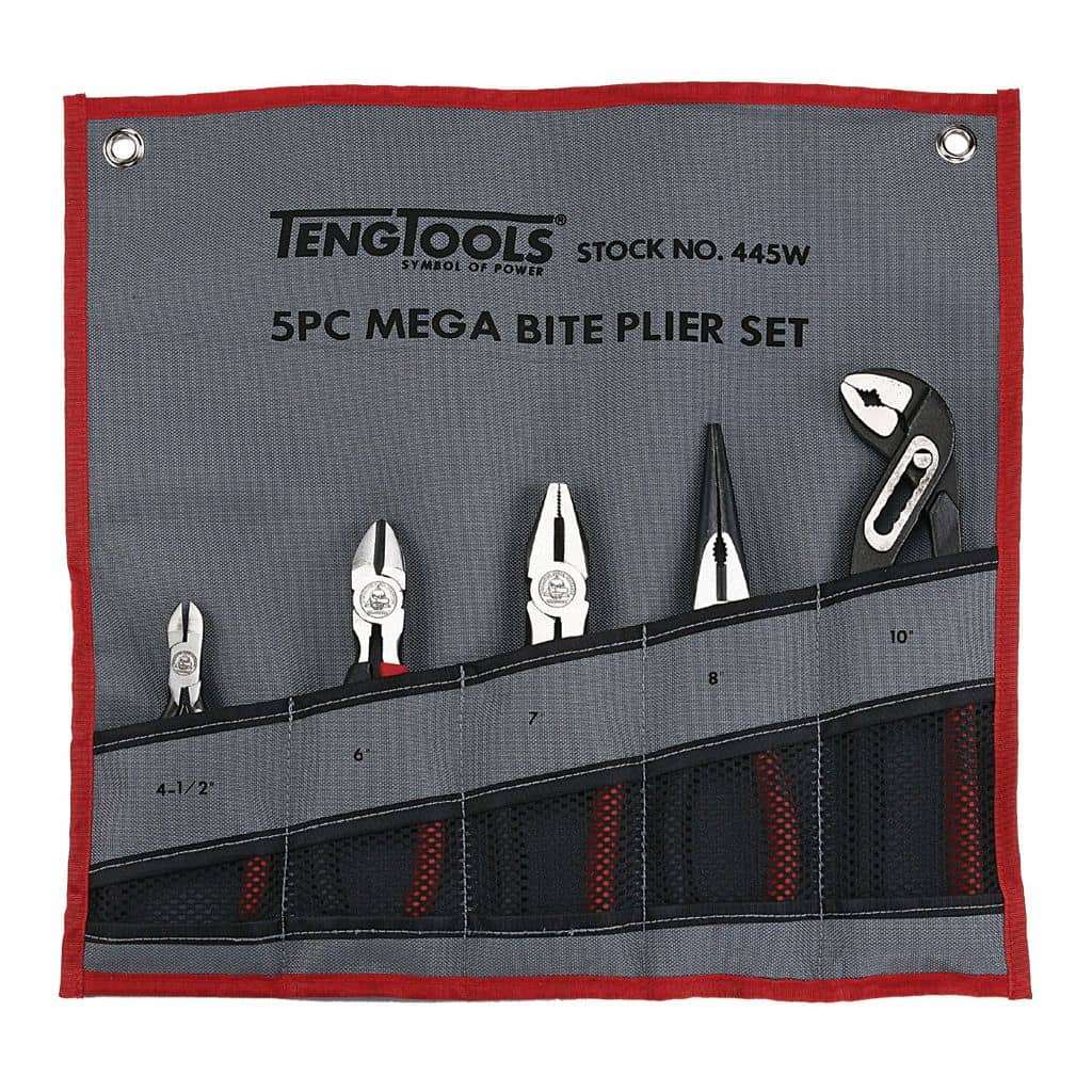 TengTools - Plier Set Tool Roll 5 Pieces - 445W