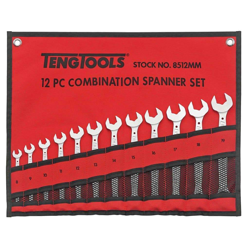 TengTools - Combination Spanner Set Anti Slip Tool Roll 12 Pieces - 8512MM