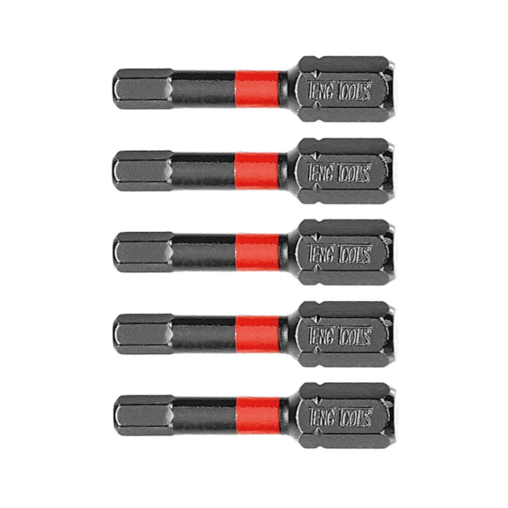 TengTools - 1/4inch Hex Impact Bits 30mm Hex 5mm ×5 - HEXP3000505