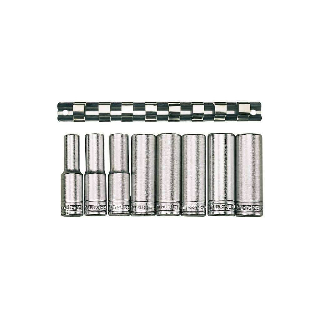 TengTools - 1/2inch Deep Socket Clip Rail Set 12 pt 8 Pieces - M1207