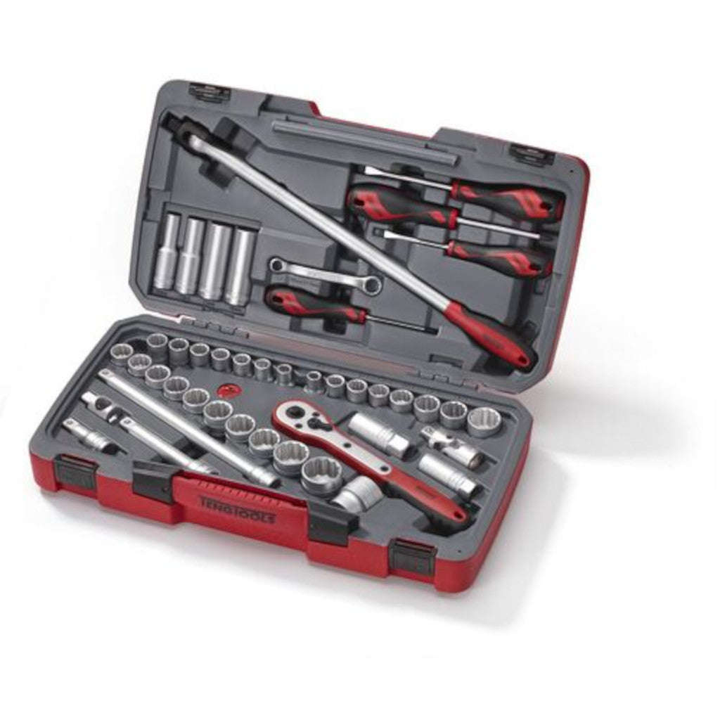 TengTools - MECCA PRO 1/2inch Socket & Tool Set mm/AF 44 Pieces - T1244