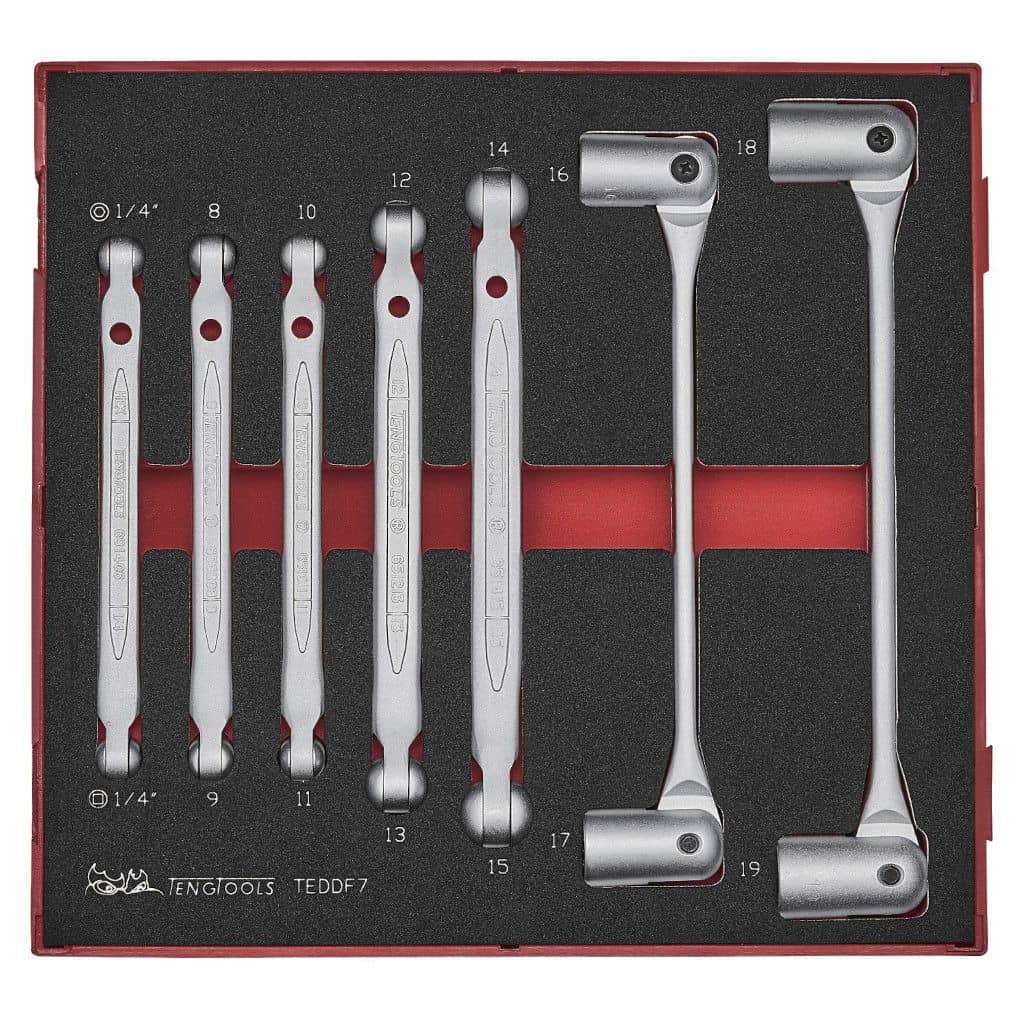 TengTools - Double Flex Wrench Set FOAM2 7 Pieces - TEDDF7