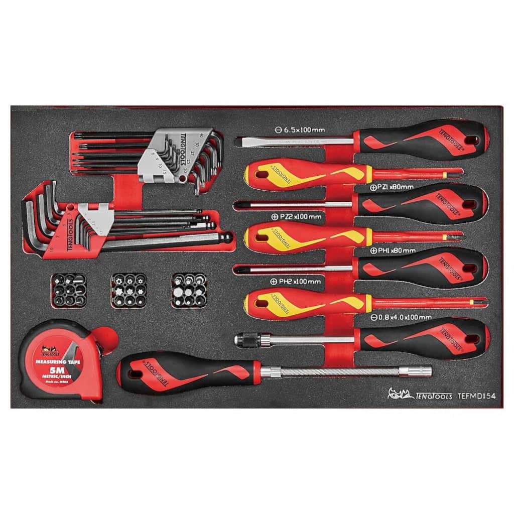 TengTools - Screwdriver & Hex/TX Key Set 2 FOAM3 54 Pieces - TEFMDI54