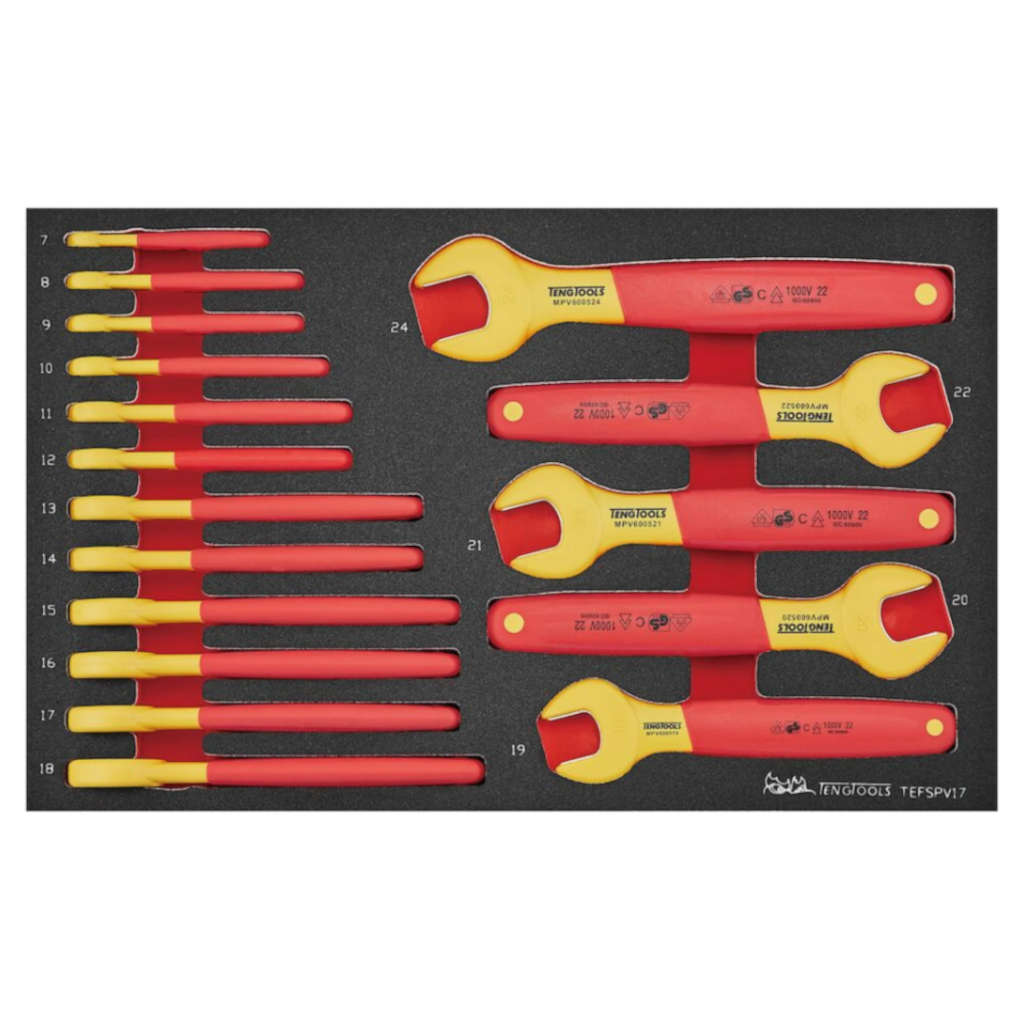 INSULATED SPANNER SET FOAM3 17 PIECES
