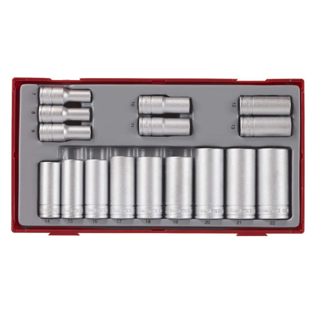 TengTools - 3/8inch Socket Set 12 pt TT1 16 Pieces - TT381612