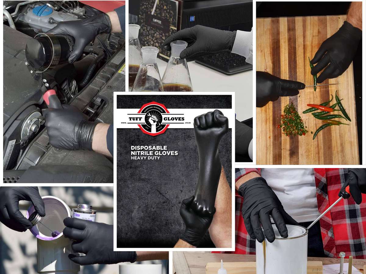 Tuff Glove - Heavy Duty Disposable Powder Free Nitrile Gloves - Pack of Fifty Gloves / 25 Pairs