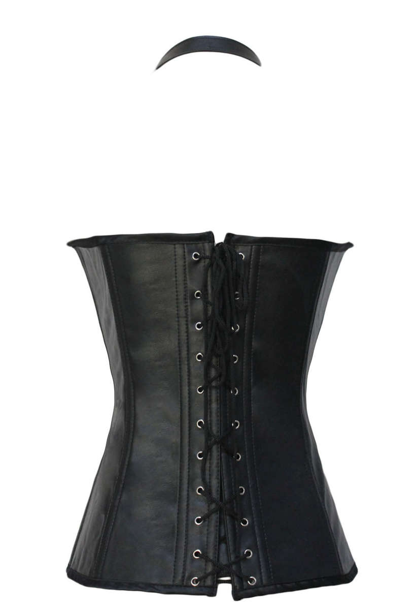 Black Buckle-up Steampunk Corset - Black / M