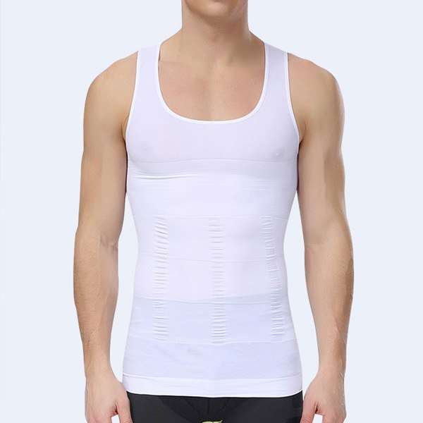 Hot Men Slimming Lift Body Shaper Belt Underwear Stretchy Shapewear Tops Vests - White / XL