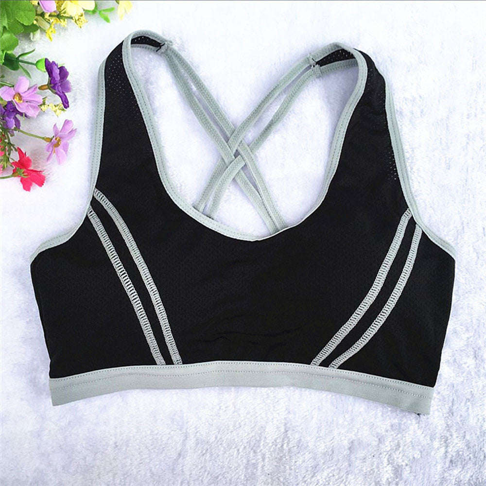 Women Yoga Fitness Stretch Workout Tank Top Seamless Racerback Padded Sports Bra - Black / Free Size