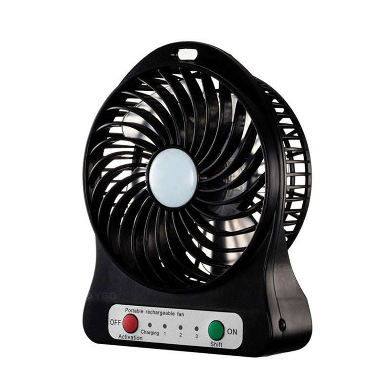 USB Mini Fan Portable Electric Fans LED Portable Rechargeable Desktop Fan Cooling air con... - Black