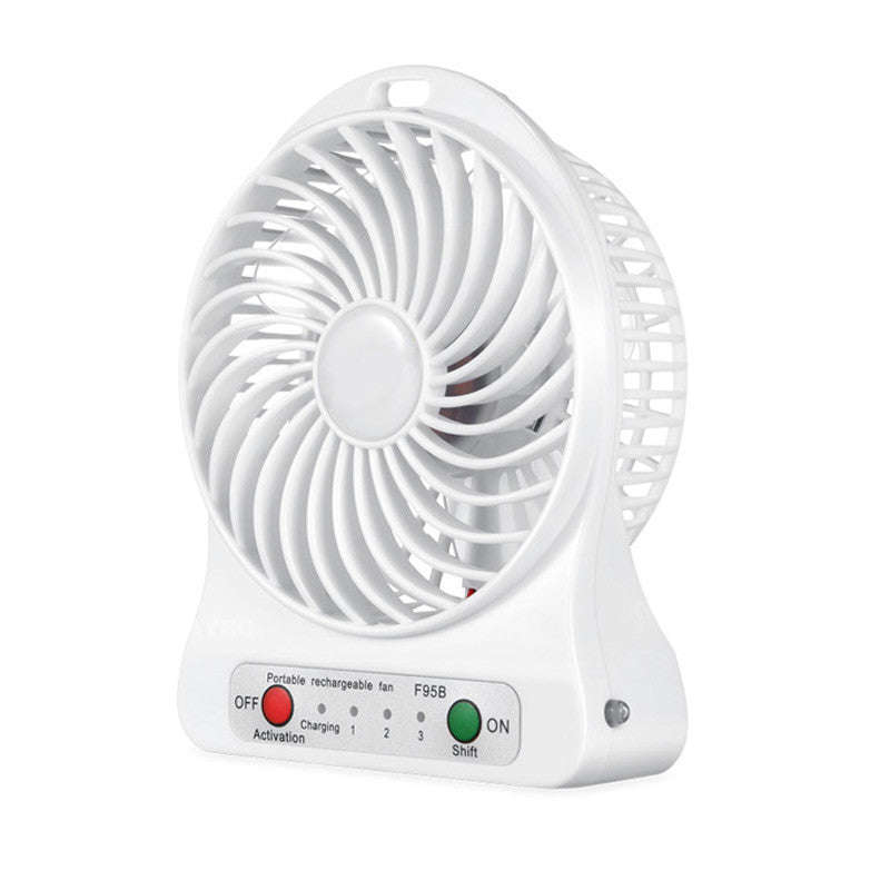 USB Mini Fan Portable Electric Fans LED Portable Rechargeable Desktop Fan Cooling air con... - White