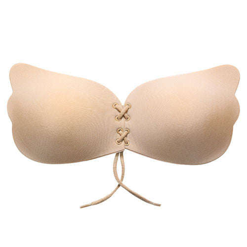 Self Adhesive Push Up Invisible Bra Backless Strapless Silicone Gel Magic Bra Wings - nude / A